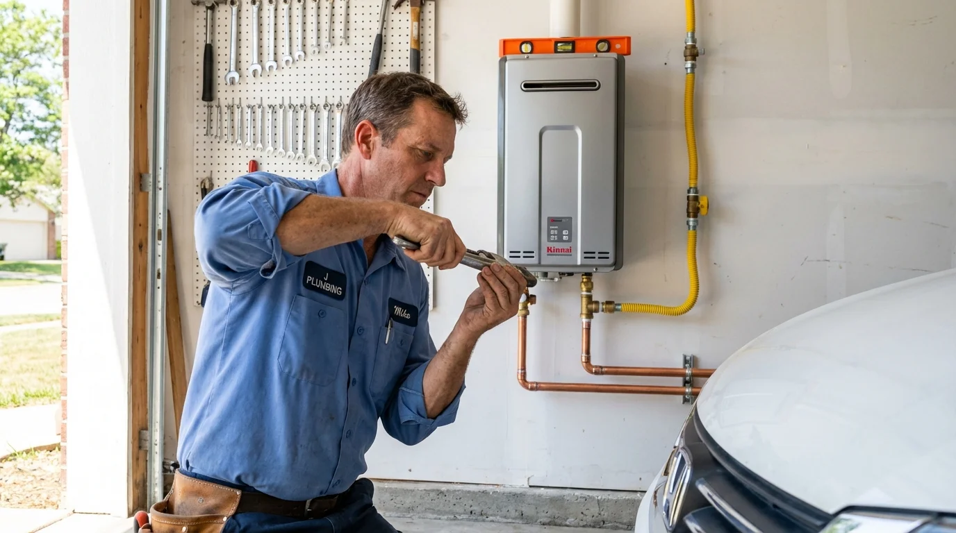 Tankless water heater installation by a Johns Plumbing LLC plumber in Walcott